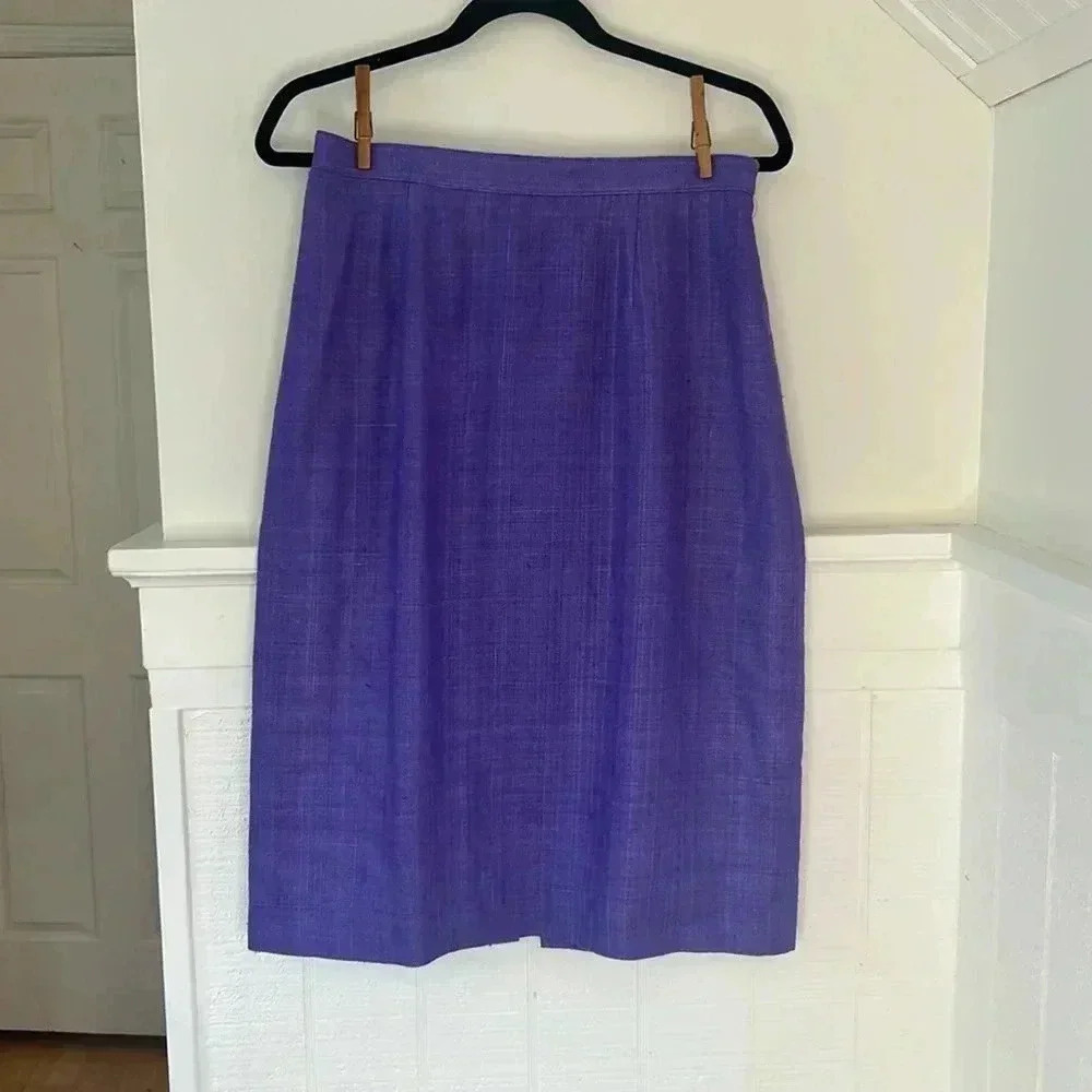Vintage Union Made Purple Lined 100% Silk Pencil Skirt size 10 Natural fibers